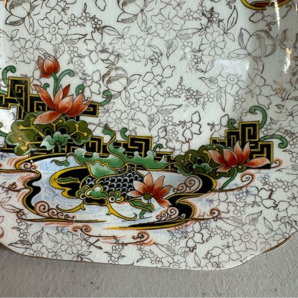 Pheonix Ware plate vintage made in England art deco floral lotus flower - Picture 2 of 7